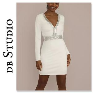 NWOT DB Studio Long Sleeve Embellished Waist Dress